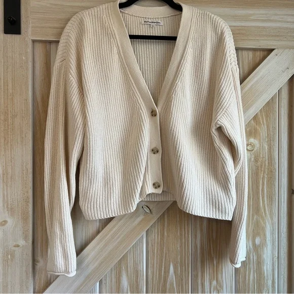 Reformation Cream Button-Up Cardigan Sweater Size Small - Picture 3 of 12